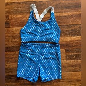 DSG Kids Large (14) Blue Stars Shorts Set Like New Dance Cheer Tumble Gymnastics